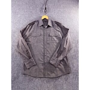 Royal Underground Black Gray Button Down Long Sleeve Shirt Gothic Cuff Rocker XL